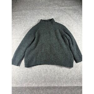 LOFT Textured Mock Neck Sweater Dark Teal Green Women's Medium Acrylic Wool